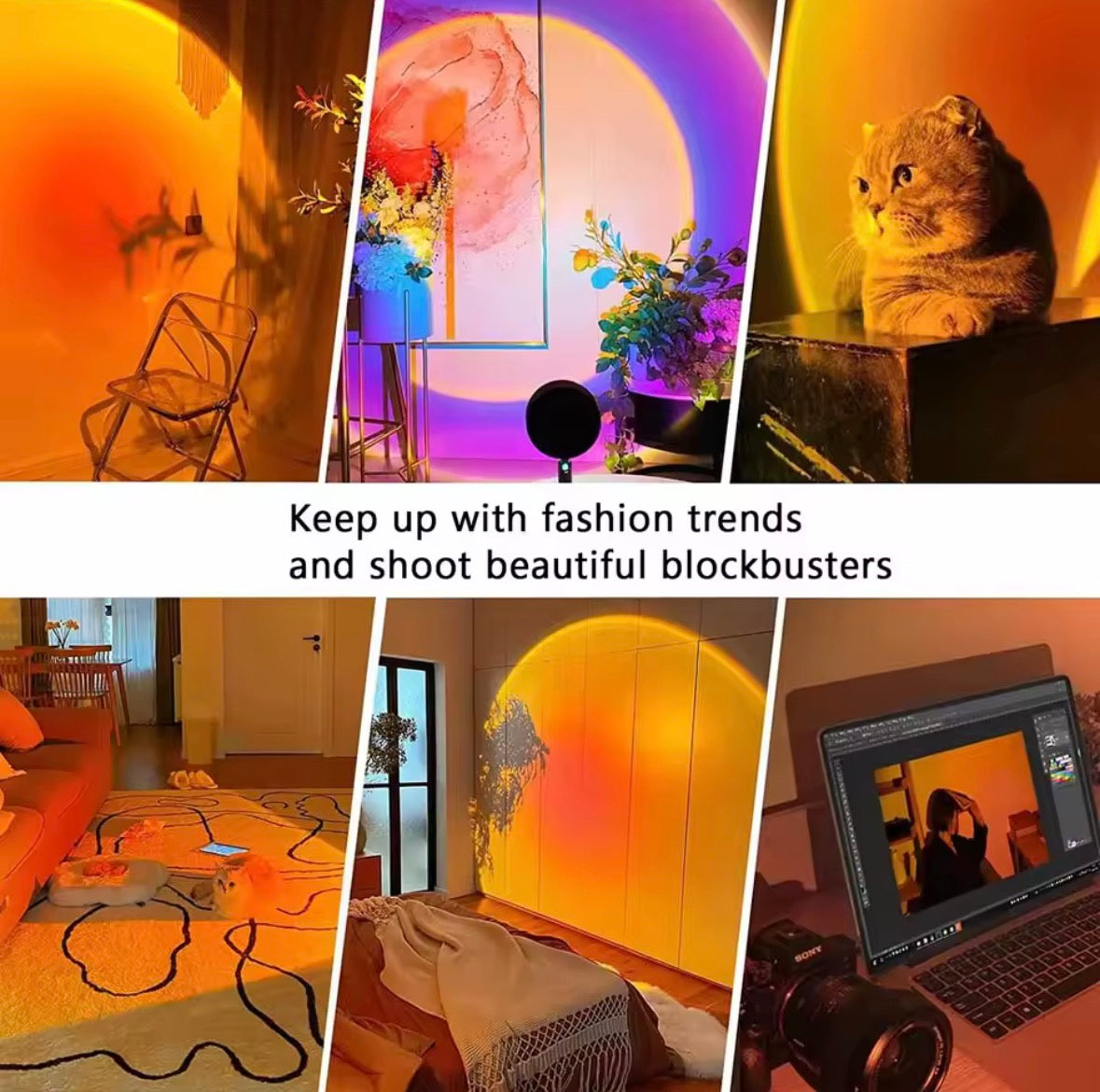 Sunset projection light remote control 16 color ambient night light, bedroom decoration background wall photography props