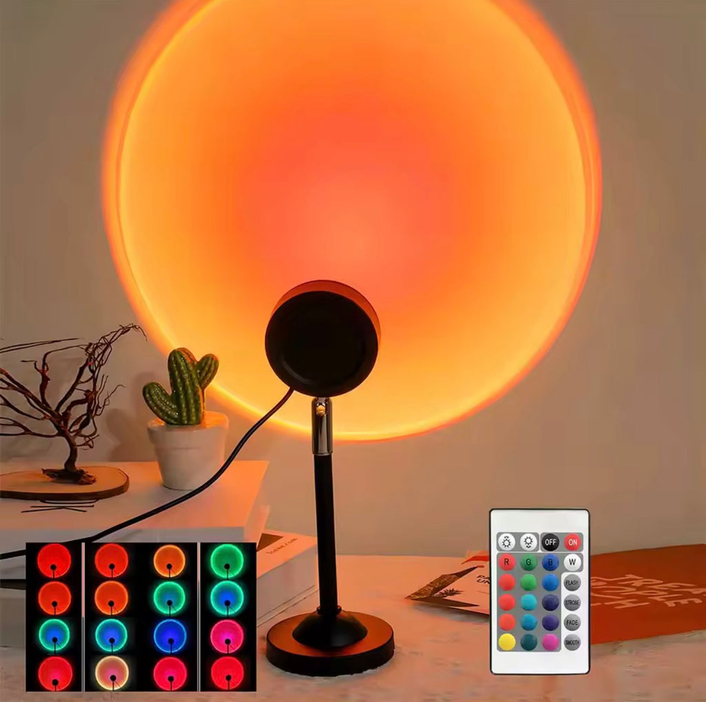 Sunset projection light remote control 16 color ambient night light, bedroom decoration background wall photography props